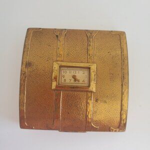 Vintage (1940s) Steamer Trunk Compact w/Built-in Automatic Watch